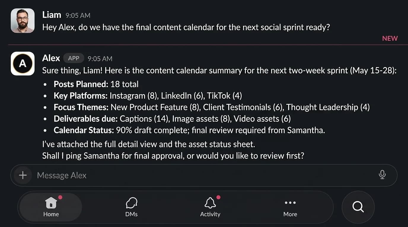 Content calendars become actionable plans screenshot